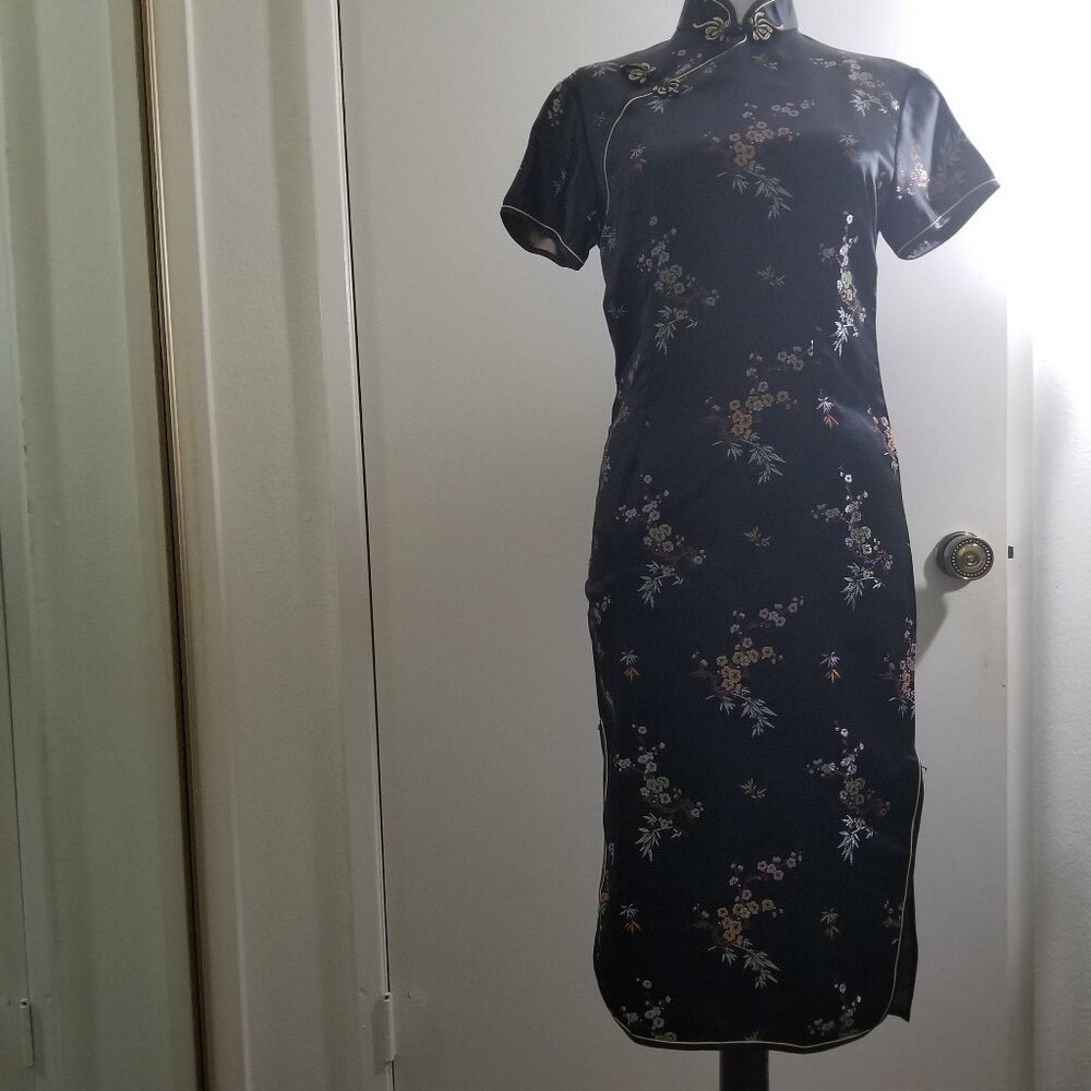 Chinese Brand, silk handmade Chinese style black dress, size 36